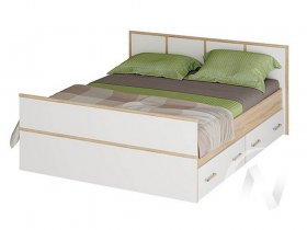 Двуспальная кровать 1,4м Сакура (дуб сонома/белый) в Тулинском - tulinskij.mebel-nsk.ru | фото
