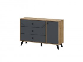 Комод 3ящ. и 1ств. Байкал (дуб крафт золотой/графит) в Тулинском - tulinskij.mebel-nsk.ru | фото