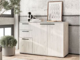 Комод Стандарт-3 NEW (дуб крафт белый) в Тулинском - tulinskij.mebel-nsk.ru | фото