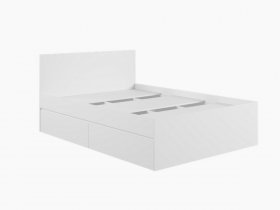 Кровать двуспальная с ящиками 1,4м Мадера-М1400 (белый) в Тулинском - tulinskij.mebel-nsk.ru | фото