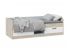 Кровать комбинированная «Оливер» Тип 1 401.003.000 (дуб крафт серый/белый/серо-голубой) в Тулинском - tulinskij.mebel-nsk.ru | фото