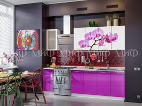 Кухонный гарнитур Орхидея (фиолетовый) в Тулинском - tulinskij.mebel-nsk.ru | фото