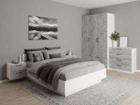 Модульная спальня Гамма (белый/цемент) в Тулинском - tulinskij.mebel-nsk.ru | фото