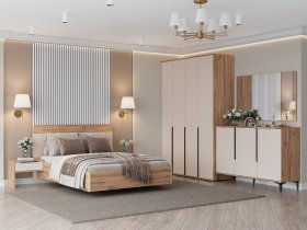 Модульная спальня Сицилия (дуб альпийский/тефия) в Тулинском - tulinskij.mebel-nsk.ru | фото