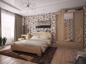 Модульная спальня Виктория-1 (дуб сонома) в Тулинском - tulinskij.mebel-nsk.ru | фото