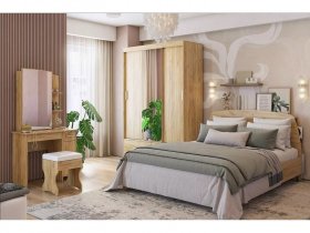 Модульная спальня Виктория-1 (дуб крафт золотой) в Тулинском - tulinskij.mebel-nsk.ru | фото