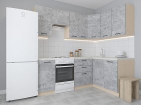 Модульная угловая кухня 1,4м*2,1м Лада (цемент) в Тулинском - tulinskij.mebel-nsk.ru | фото