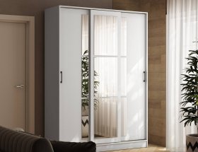 Шкаф-купе 1,6м «Стиль-2» (белый) в Тулинском - tulinskij.mebel-nsk.ru | фото