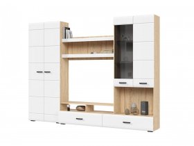 Стенка ГС-01 Либерти (дуб сонома/белый глянец) в Тулинском - tulinskij.mebel-nsk.ru | фото