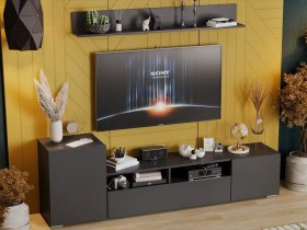 Стенка «Сильвия» (графит серый) в Тулинском - tulinskij.mebel-nsk.ru | фото