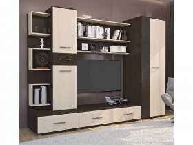 Стенка Верона (дуб венге/дуб молочный) в Тулинском - tulinskij.mebel-nsk.ru | фото